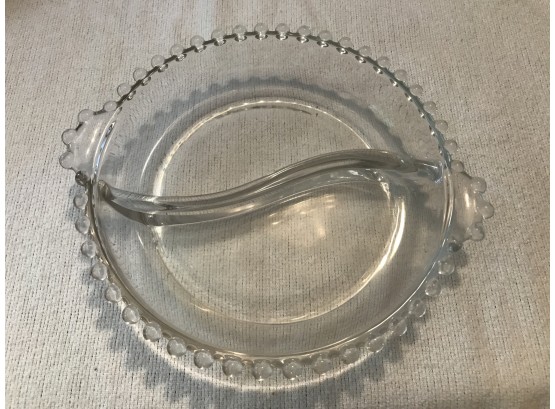Clear Glass Condiment Dish With Divider