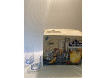 Libby 24 Piece Misty Blue Glasses, 11 Ounce & 17 Ounce Glasses, New In Box