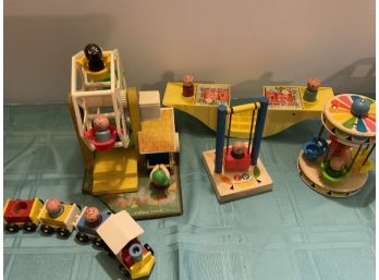 Vintage Wooden Fisher Price Amusement Park-age Appropirate Wear-some Damage -see  Discription