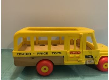 Vintage Fisher Price Wooden School Bus-missing Stickers-has People-not Sure If Right Ones
