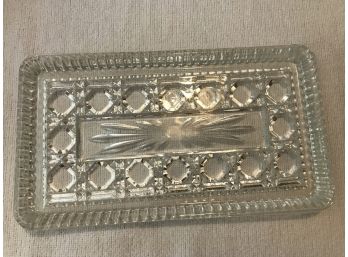 Beautiful Heavy Clear Cut Glass Small Serving Tray