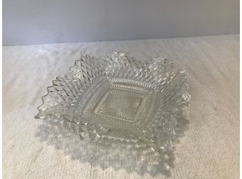 Vintage Clear Cut Glass Candy Dish
