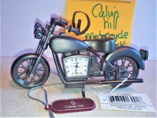 Motorcycle Clock Calvin Hill Miniature SS NEW Vintage 4.5' L Japan Quartz