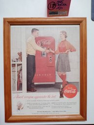 Ice Cold Coca-Cola AD 1955 Wood Framed Advertising