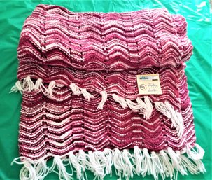 Red Rose White Afghan Throw Blanket With Fringe 62'