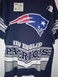 Vintage NE Patriots Football Shirt Large Blue NFL