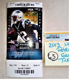 2013 NE Patriots Game Ticket Vintage NFL New England Pats Gillette Stadium