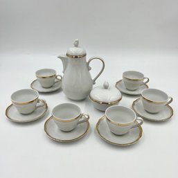 Vintage 16-Piece KAHLA Tea/Espresso Set With Gold Trim - Made In GERMAN DEMOCRATIC REPUBLIC