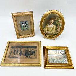 Lot Of Four (4) Vintage Frames And Prints, Including Swedish Artwork