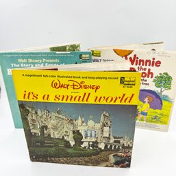 Lot Of 3 Vintage WALT DISNEY Vinyl LP Records /Illustrated Books - Small World, Black Beauty, Winnie The Pooh