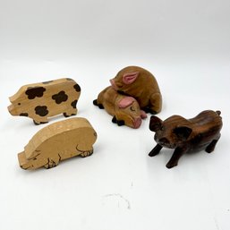 Adorable Collection Of Wooden Pigs, Farm Animals, Farm / Country Decor