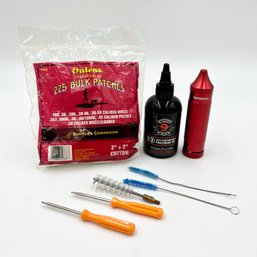 Firearm Cleaning Accessories - Bulk Cotton Patches, Hoppe's Black Oil, Winchester Cleaning Kit