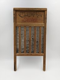 Champion Silver Tin And Wood Washboard