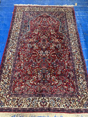 Hand Knotted Persian Kashan Rug 4x6 Ft   #1281