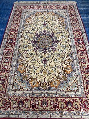 Very Fine Hand Knotted Persian Esfahan Rug 5.2x8.5. #1292