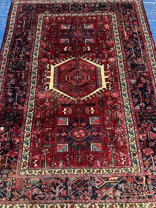 Hand Knotted Persian Heriz Rug 5x6.10 Ft   # 1296