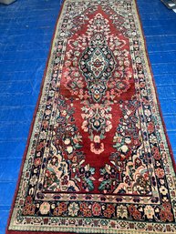 Hand Knotted Persian Sarouk Rug 9.8x3.5 Ft   #1229