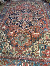 Antique Hand Knotted Persian Heriz Rug 13.9x9.6 Ft. #1265.