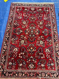 Hand Knotted Persian Sarouk Rug 5x3 Ft    #1350