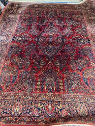 Antique Hand Knotted Persian Sarouk 9.5x8 Ft