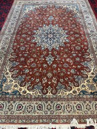 Fine Hand Knotted Persian Silk& Wool Tabriz Rug 10.6x8 Ft