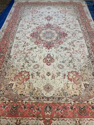 Hand Knotted Persian 50 Raj Silk&Wool Tabriz Rug 10x6.5 Ft.   #1476.