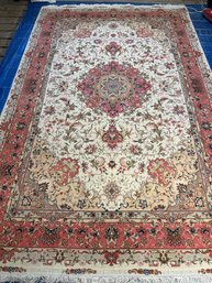 Hand Knotted Silk&Wool 50 Raj Persian Tabriz Rug 6.5x10 Ft   #1478