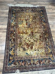 Hand Knotted Persian Picture  Silk Tabriz Rug 6x4 Ft. #1567