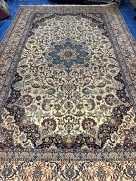 Very Fine Hand Knotted Persian Silk&Wool Nain Rug 10.3x6.5 Ft.   #1564.