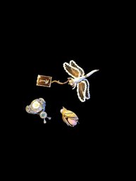 Vintage Costume Jewelry,  Three Piece Bug Lot,  Monet And  BSK