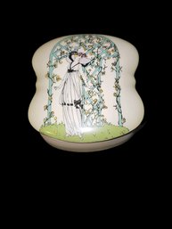 Hand Painted Deco Nouveau Trinket Holder