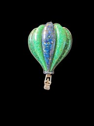 Vintage Unsigned Carolyn Pollack Turquoise, Malachite, And Lapis Set In Sterling Silver,  Hot Air Balloon