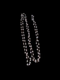 Vintage Costume Jewelry,  Extra Long No Clasp Glass Beaded Necklace Hand Made