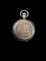 Antique Victorian Beautifully Etched And Embossed Floral Monogrammed 800 Silver Pocket Watch Personalized