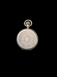 Antique Victorian Fine Silver Pocket Watch Etched And Personalized Inside Dated 1880.