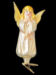 Vintage 1993 Christopher Radko , Glass Angel,  Wings And Prayer Clip Ornament Rare  Find