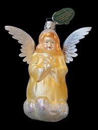 Vintage Christborn Made In Germany Mouth And Hand Blown Glass Praying Angel Hand-painted Ornament