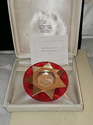 Mint In Original Box With Certificate. 1972 Red Lucite Collectors Ornament .At Least 50 Grams