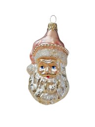 Vintage Father Winter Santa German Hand-painted And Hand-blown Glass Ornament With Faux Pearls Along The Rim