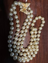 Vintage Rhinestone Pearl Necklace