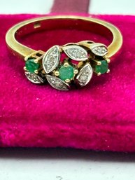 Emerald And Diamond Ring In 10 Kt Gold