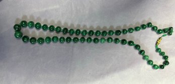 Malachite Necklace Hand Knotted Between Each Bead