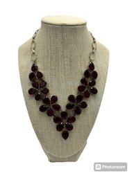 Silvertone Red Statement Necklace