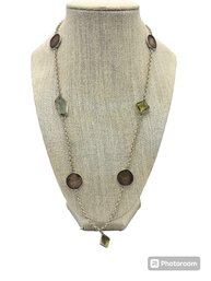 Sterling Coin And Gems Necklace