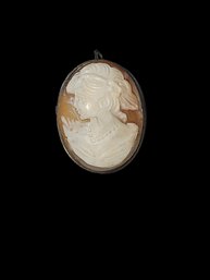 Antique Carved Cameo With 800 Silver Setting With Gold