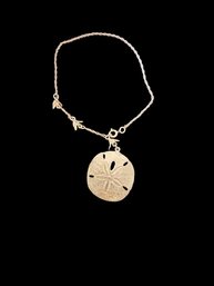 Vintage Sterling Silver Chain With Three Birds With Artist Signed Sterling Silver Sand Dollar Pendant Ankle Br