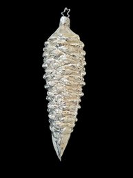 Vintage Inge Glass German Silver Tone Glass Pinecone, Hand-blown