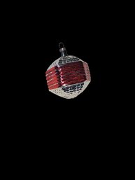 Antique German Hand Painted And Blown Glass Mercury Ornament Silver And Red, 1 Of 2