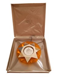 Mint In Original Box Without Certificate. 1973 Orange Lucite Collectors Ornament .At Least 50 Grams