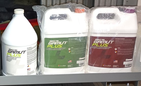 Gamut Plus Direct To Printer White Ink & Dark And Light Polyester Pretreatment 1 Gal Three (3) Bottles NEW!